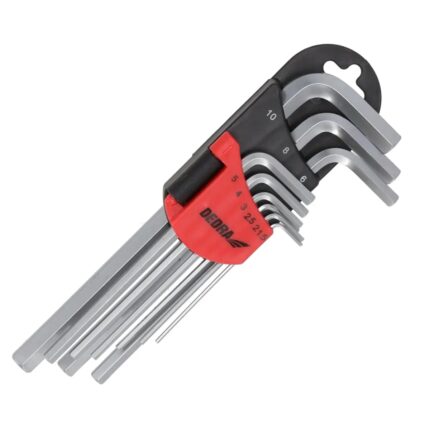 Šešiabriauniai raktai ilgi 1.5-10mm rinkinys 9vnt., CRV, 06F201