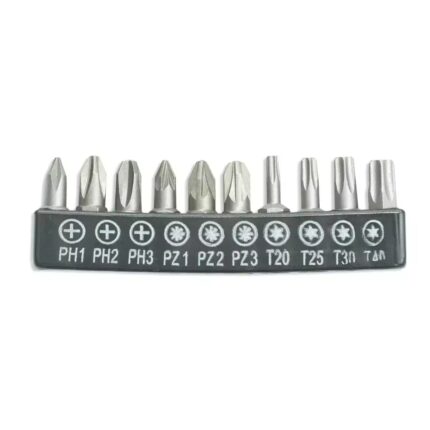 Atsuktuvo antgaliu komplektas 10 vnt., 25mm:PH1/2/3,PZ1/2/3,T20/25/30/40, 18A07S10