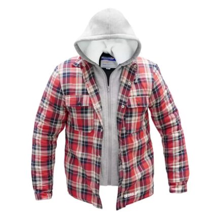 Flaneliniai apšiltinti marškiniai su gobtuvu, dydis L, BH63KF-L