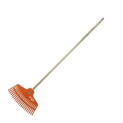 Greblys su mediniu kotu, pvc oranžinis 134cm, 22 mm, 80C053