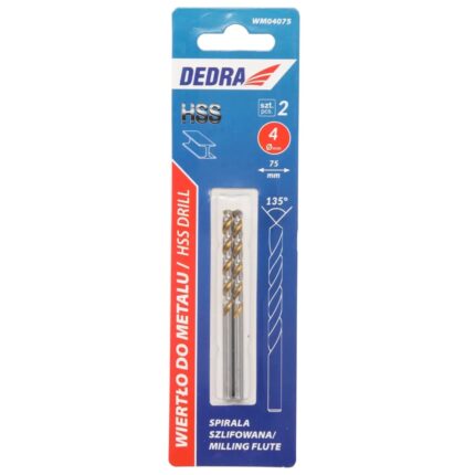 Grąžtas metalui 2 vnt., HSS, DIN338, 4,0x75mm, WM04075