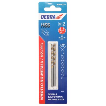 Grąžtas metalui 2 vnt., HSS, DIN338, 4,2x75mm, WM04270