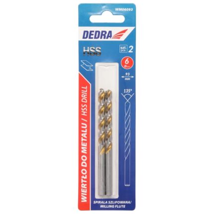 Grąžtas metalui 2 vnt., HSS, DIN338, 6,0x93mm, WM06093