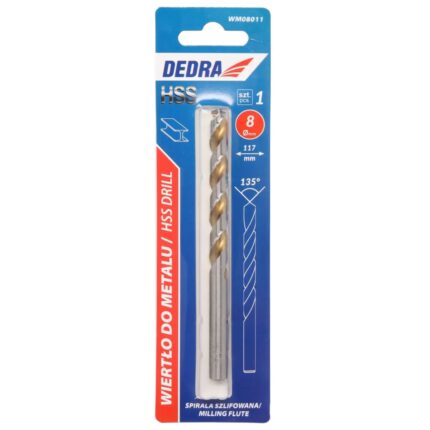 Grąžtas metalui 1 vnt., HSS, DIN338, 8,0x117mm, WM08011