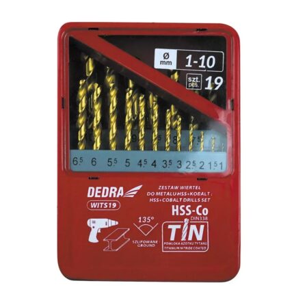 Rinkinys metalui HSS+kobaltas+TiN, 19 vnt 135°, WITS19