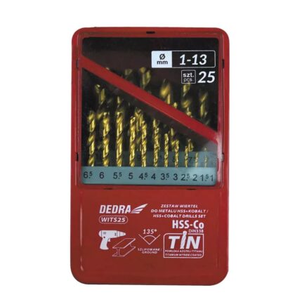 Rinkinys metalui HSS+kobaltas+TiN, 25 vnt 135°, WITS25