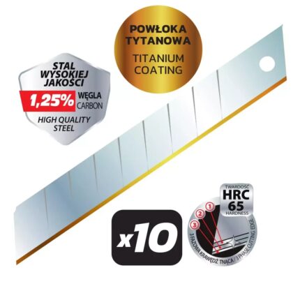 tiksliai laužomi ašmenys su titano danga 18mm 10 vnt., M9043